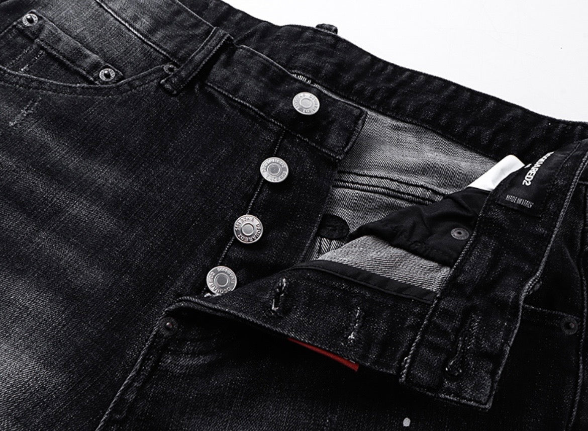 D2SQ Black Faded Jean Shorts